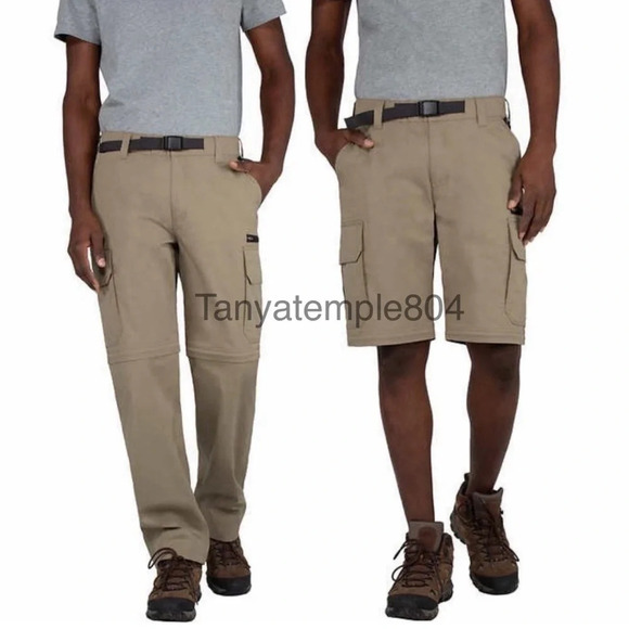 BC Clothing Men's Convertible Stretch Cargo Hiking Pants Shorts Zip Pocket - Picture 1 of 16